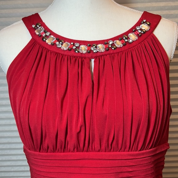 AA STUDIO AA Size 12 Red Dress with neckline stones/ embellishments - Picture 4 of 11